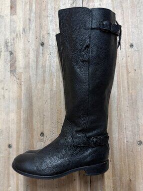 J. Crew Black Emmett Wide Calf Pebble Leather Tall Zip Boots Extended Calf 6